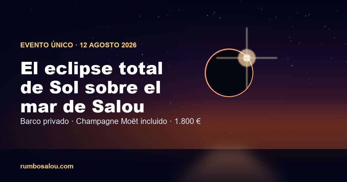 Eclipse total de Sol sobre el mar de Salou el 12 de agosto de 2026, en barco privado